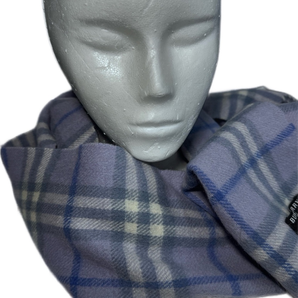 Burberry Lavender and Gray Plaid  Cashmere Scarf - Picture 3 of 9